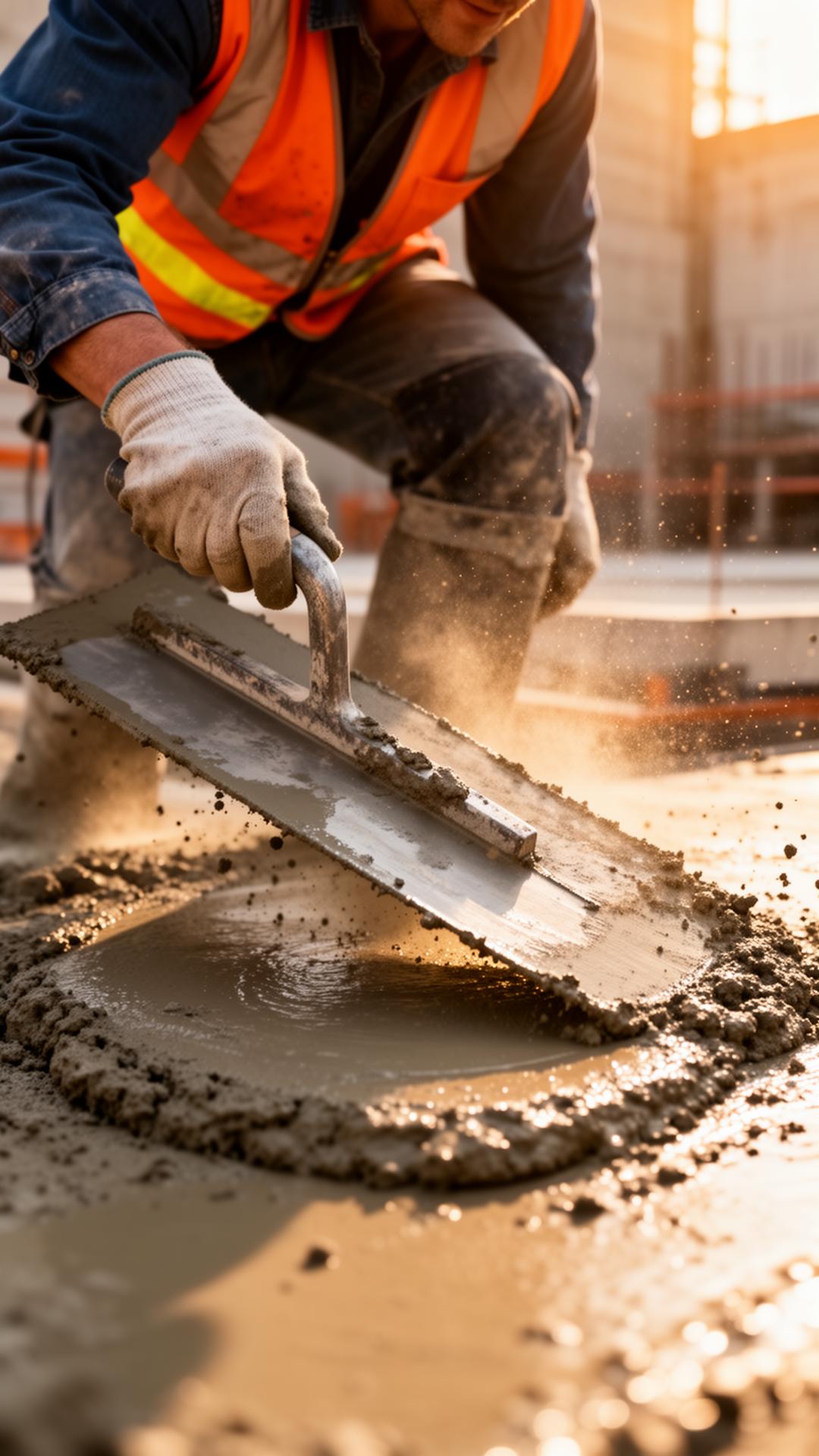 Concrete worker finishing a pour